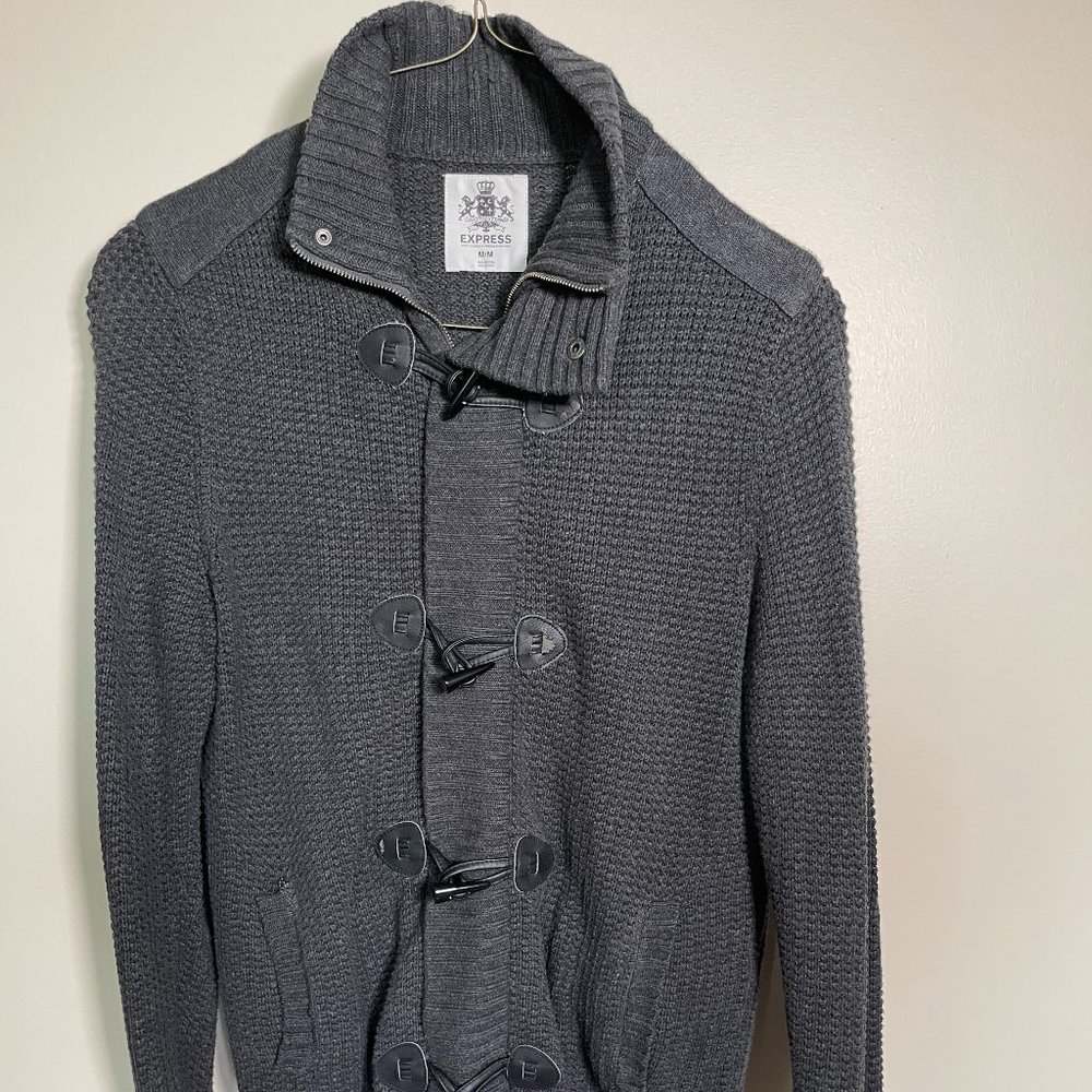 Express Men's Long Sleeve Zip Up Sweater | Color: Charcoal Gray | Size: M